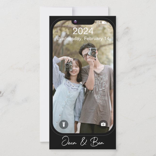 Tarjeta Festiva Foto de pantalla de teléfono El día de San Valentí (Anverso)