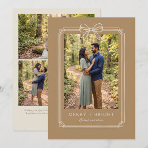 Tarjeta Festiva Foto de pareja elegante y brillante con lazo