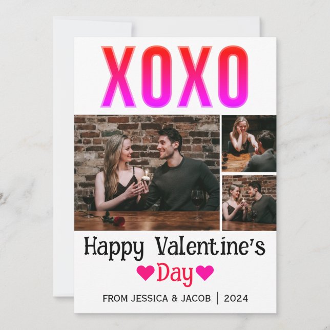 Tarjeta Festiva Foto de pareja simple el día de San Valentín de am (Anverso)