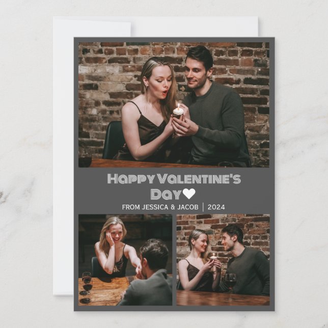Tarjeta Festiva Foto de pareja simple el día de San Valentín de am (Anverso)