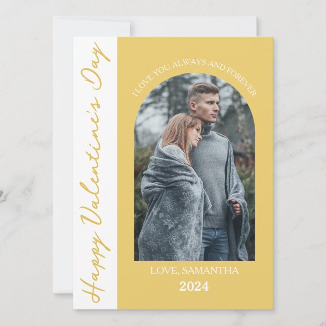 Tarjeta Festiva Foto de pareja simple el día de San Valentín de am (Anverso)