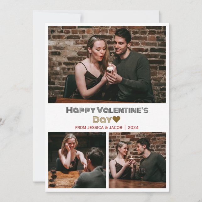 Tarjeta Festiva Foto de pareja simple el día de San Valentín de am (Anverso)