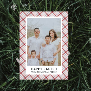 Tarjeta Festiva Foto de Pascua feliz con patrón moderno elegante