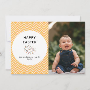 Tarjeta Festiva Foto de Pascua feliz con patrón simple elegante