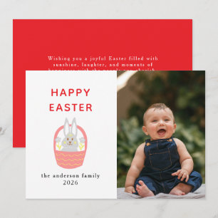 Tarjeta Festiva Foto de Pascua Feliz Conejo Moderno Elegante