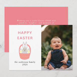 Tarjeta Festiva Foto de Pascua Feliz Conejo Moderno Elegante