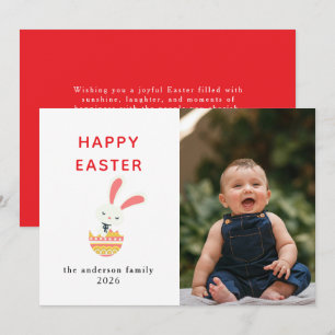 Tarjeta Festiva Foto de Pascua Feliz Conejo Moderno Elegante