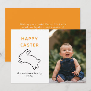 Tarjeta Festiva Foto de Pascua Feliz Conejo Moderno Elegante