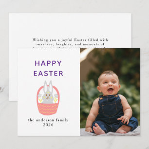 Tarjeta Festiva Foto de Pascua Feliz de Conejo Moderno Elegante