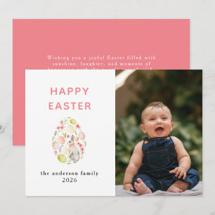 Tarjeta Festiva Foto de Pascua Feliz de Conejo Moderno Elegante