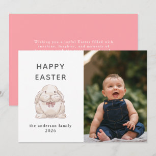 Tarjeta Festiva Foto de Pascua Feliz de Conejo Moderno Elegante