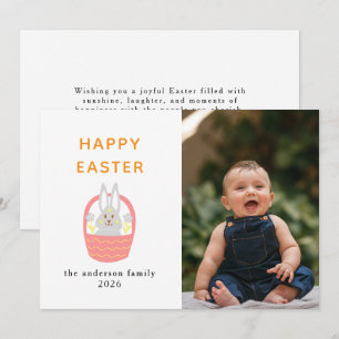 Tarjeta Festiva Foto de Pascua Feliz de Conejo Moderno Elegante