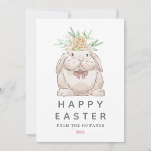 Tarjeta Festiva Foto de Pascua Feliz de Conejo Simple Moderno Eleg