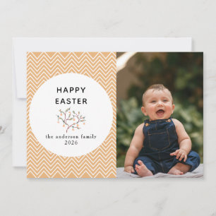 Tarjeta Festiva Foto de Pascua Feliz Patrón Simple Elegante