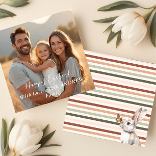 Tarjeta Festiva Foto de Pascua Minimalista de Boho Bunny