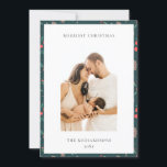 Tarjeta Festiva Foto de patrón floral de Navidades más valientes d<br><div class="desc">Si necesitas más personalización,  por favor,  no dudes en enviarme un mensaje a yellowfebstudio@gmail.com.</div>