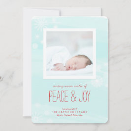 Tarjeta Festiva Foto de paz azul hielo y alegría