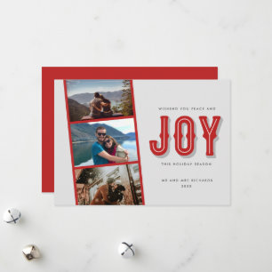 Tarjeta Festiva Foto de Peace Joy Navidades de parejas recién casa