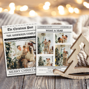 Tarjeta Festiva Foto de periódico de navidades qué año