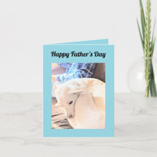 Tarjeta Festiva Foto de perro blanco con papá feliz día del padre