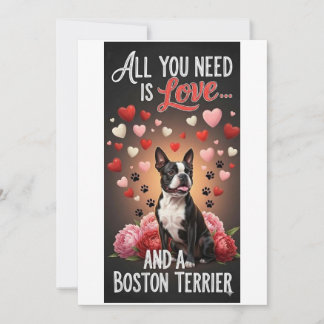 Tarjeta Festiva Foto de perro boston terrier lindo día de San Vale