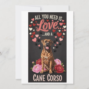 Tarjeta Festiva Foto de perro cane corso lindo en el día de San Va