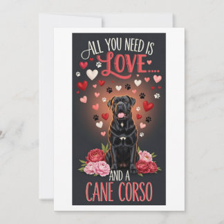 Tarjeta Festiva Foto de perro cane corso lindo en el día de San Va