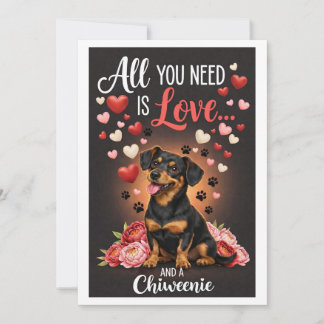 Tarjeta Festiva Foto de perro chiweenie lindo en el Día de San Val