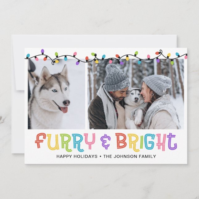 Tarjeta Festiva Foto de perro de peluche y brillante (Anverso)