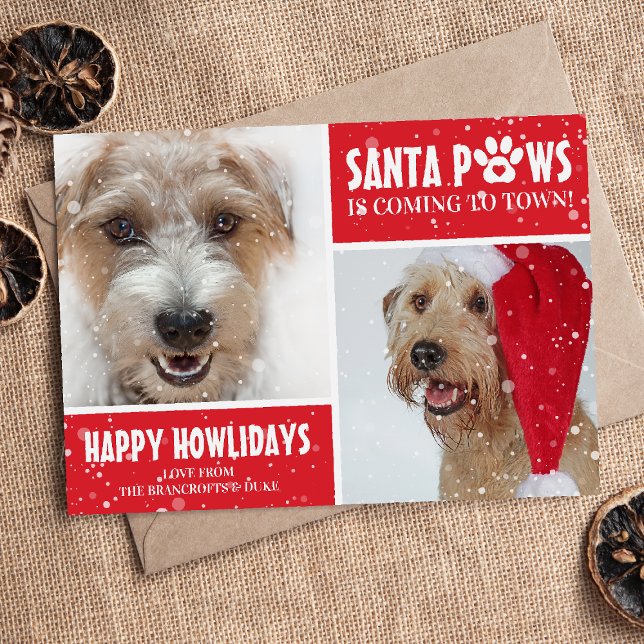 Tarjeta Festiva Foto de perro de Santa Paws Navidades felices de H (Subido por el creador)