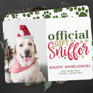 Tarjeta Festiva Foto de perro graciosa personalizada por navidades