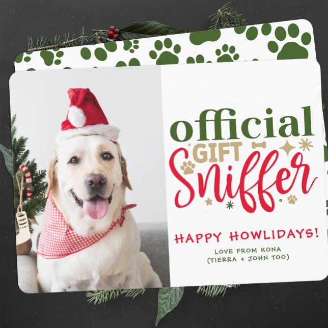 Tarjeta Festiva Foto de perro graciosa personalizada por navidades (Subido por el creador)