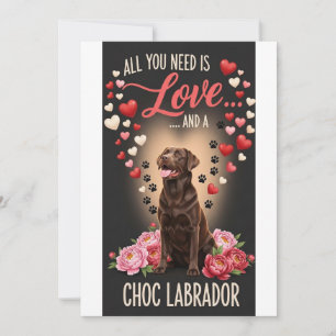Tarjeta Festiva Foto de perro labrador de chocolate lindo en el dí