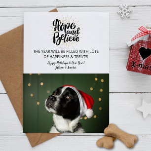 Tarjeta Festiva Foto de perro Mascota de vacaciones y Año Nuevo de