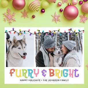 Tarjeta Festiva Foto de perro peludo y brillante