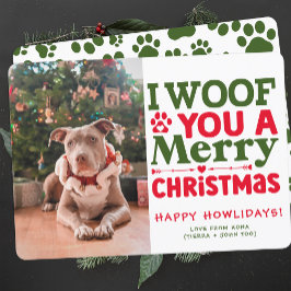 Tarjeta Festiva Foto de perro personalizado Merry Christmas Puppy