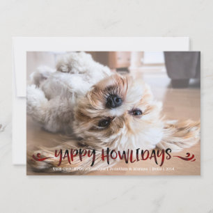 Tarjeta Festiva Foto de perro YAPPY HOWLIDAYS Red and Black Ov