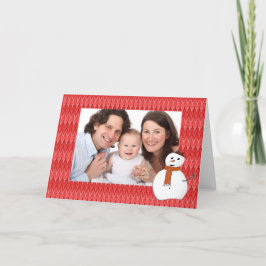 Tarjeta Festiva Foto de personalizable de snowman rojo navidades