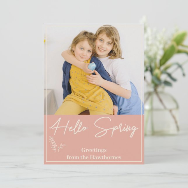 Tarjeta Festiva Foto de personalizado de albaricoque "Hello Spring (Anverso de pie)