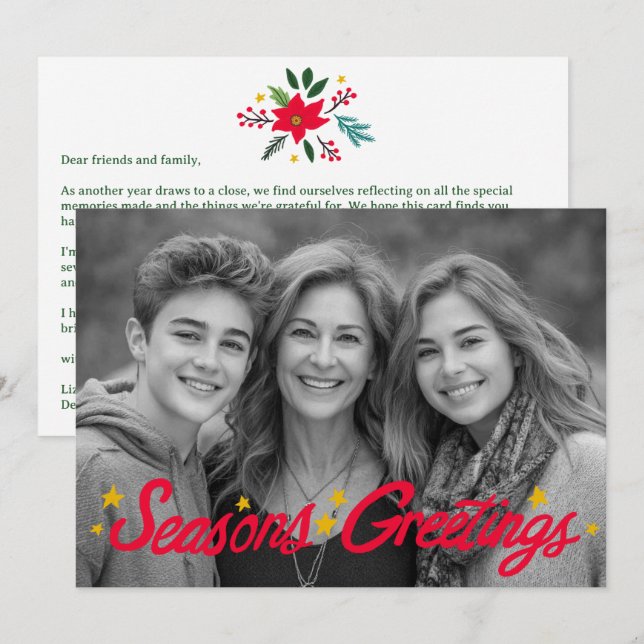 TARJETA FESTIVA FOTO DE PERSONALIZADO DIVIDIDA A MANO (Anverso / Reverso)