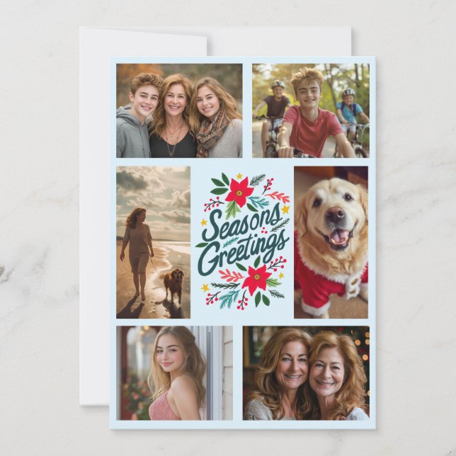 TARJETA FESTIVA FOTO DE PERSONALIZADO DIVIDIDO A MANO DE TEMPORADA (Anverso)