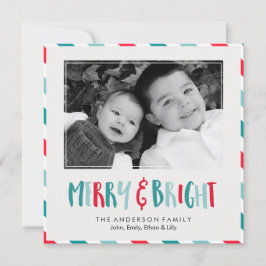 Tarjeta Festiva Foto de Personalizado "Merry and Bright"