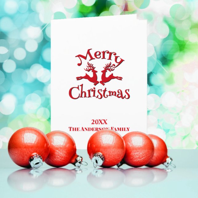 Tarjeta Festiva Foto de Personalizado rojo Feliz reno navideño (Subido por el creador)