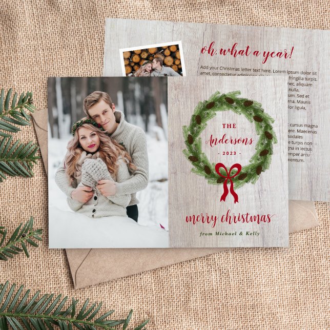 Tarjeta Festiva Foto de Pine Wreath 3| Carta de Navidades (Subido por el creador)