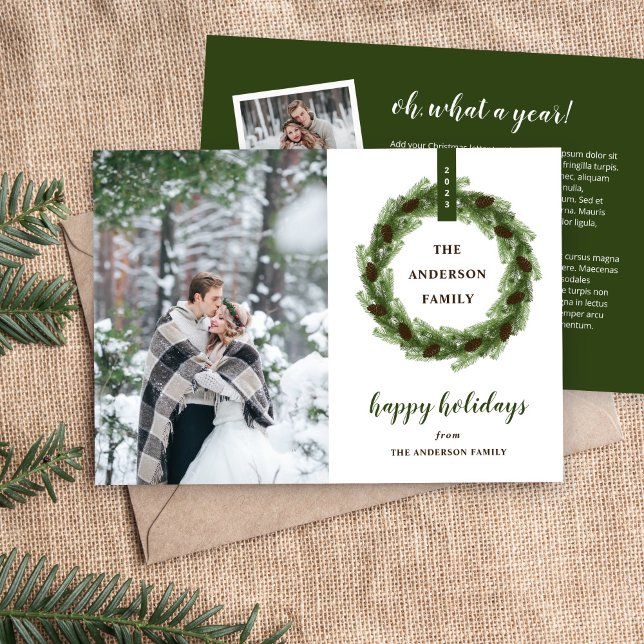 Tarjeta Festiva Foto de Pine Wreath Happy Holidays (Subido por el creador)