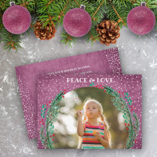 Tarjeta Festiva Foto de Pine Wreath sobre los Navidades de ciruela