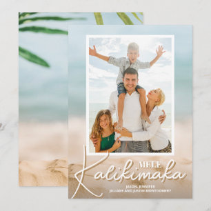 Tarjeta Festiva Foto de Playa de Arena y Mar Mele Kalikimaka 