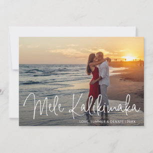 Tarjeta Festiva Foto de Playa Mele Kalikimaka Navideña Elegante