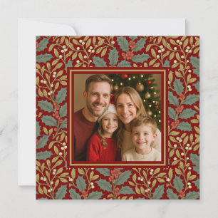 Tarjeta Festiva Foto de Plaza Holly inspirada en William Morris
