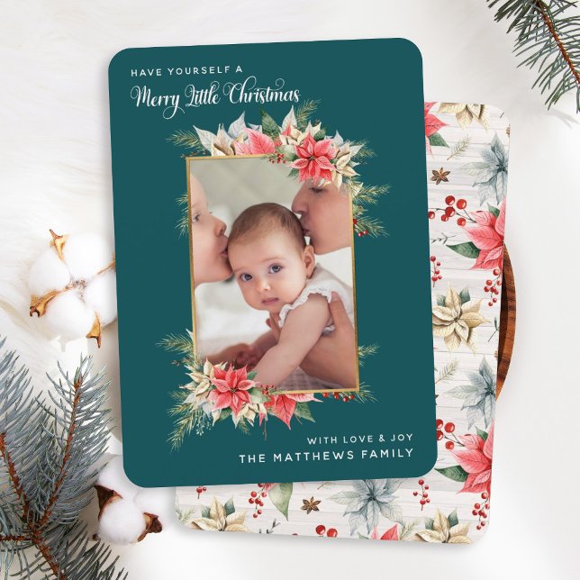 Tarjeta Festiva Foto de Poinsettia Merry Pequeños Navidades (Subido por el creador)